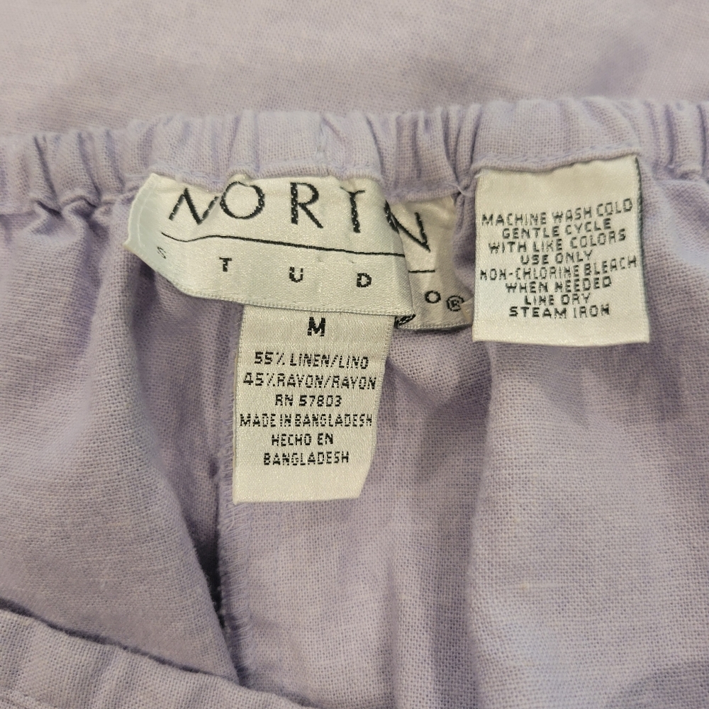 Linen, Floral Lavender Sleeveless Top And  Matching Pants, Norton Studio, Lace - Picture 10 of 10